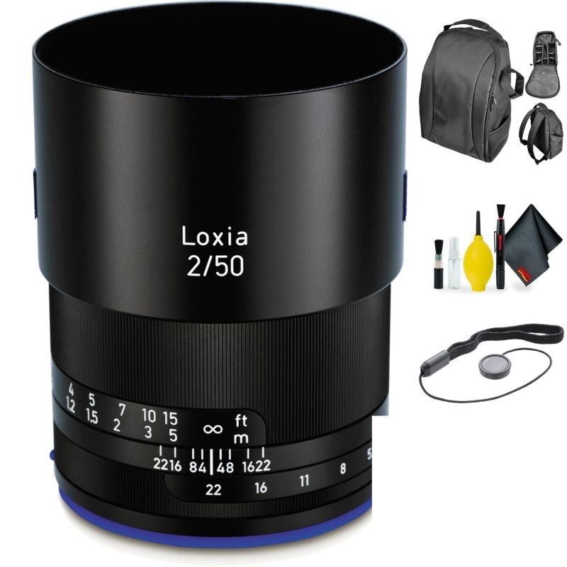 zeiss loxia planar t 50mm f/2 lens for sony e mount - 2103-748 + deluxe lens cleaning kit