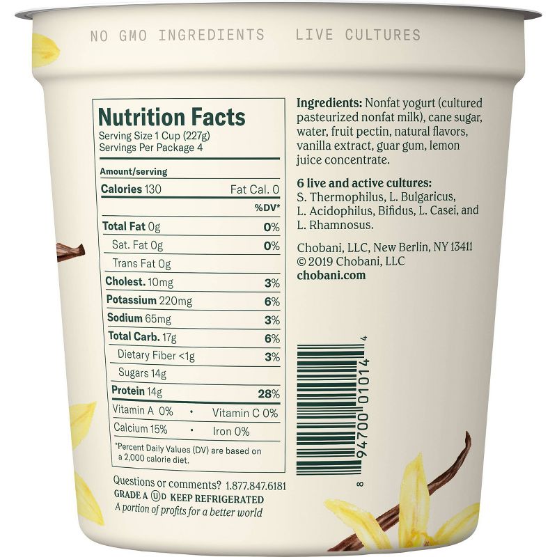 Chobani Vanilla Blended Nonfat Greek Yogurt - 32oz
