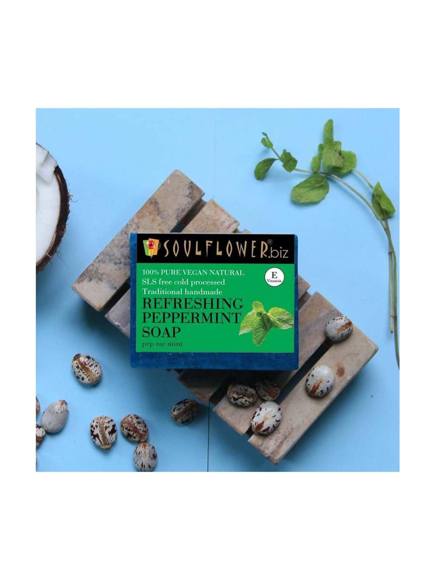 Soulflower Refreshing Peppermint Soap - 150 gm