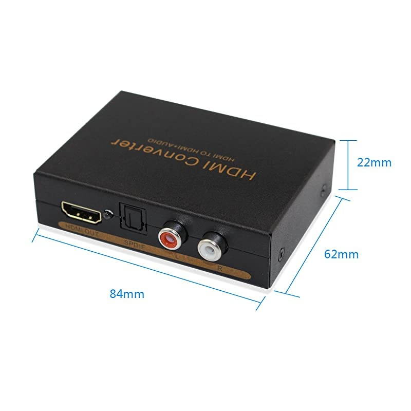 HDMI Audio Extractor HDMI to HDMI + Optical TOSLINK SPDIF + Analog RCA LR Stereo Audio Video Splitter Converter for Bluray Player Xbox PS3 PS4 Support Full HD3D
