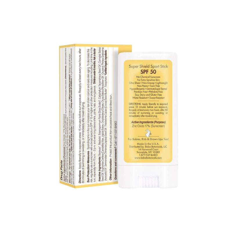 Babo Botanicals Super Shield Sport Sunscreen Stick Fragrance - SPF 50 - 0.6oz