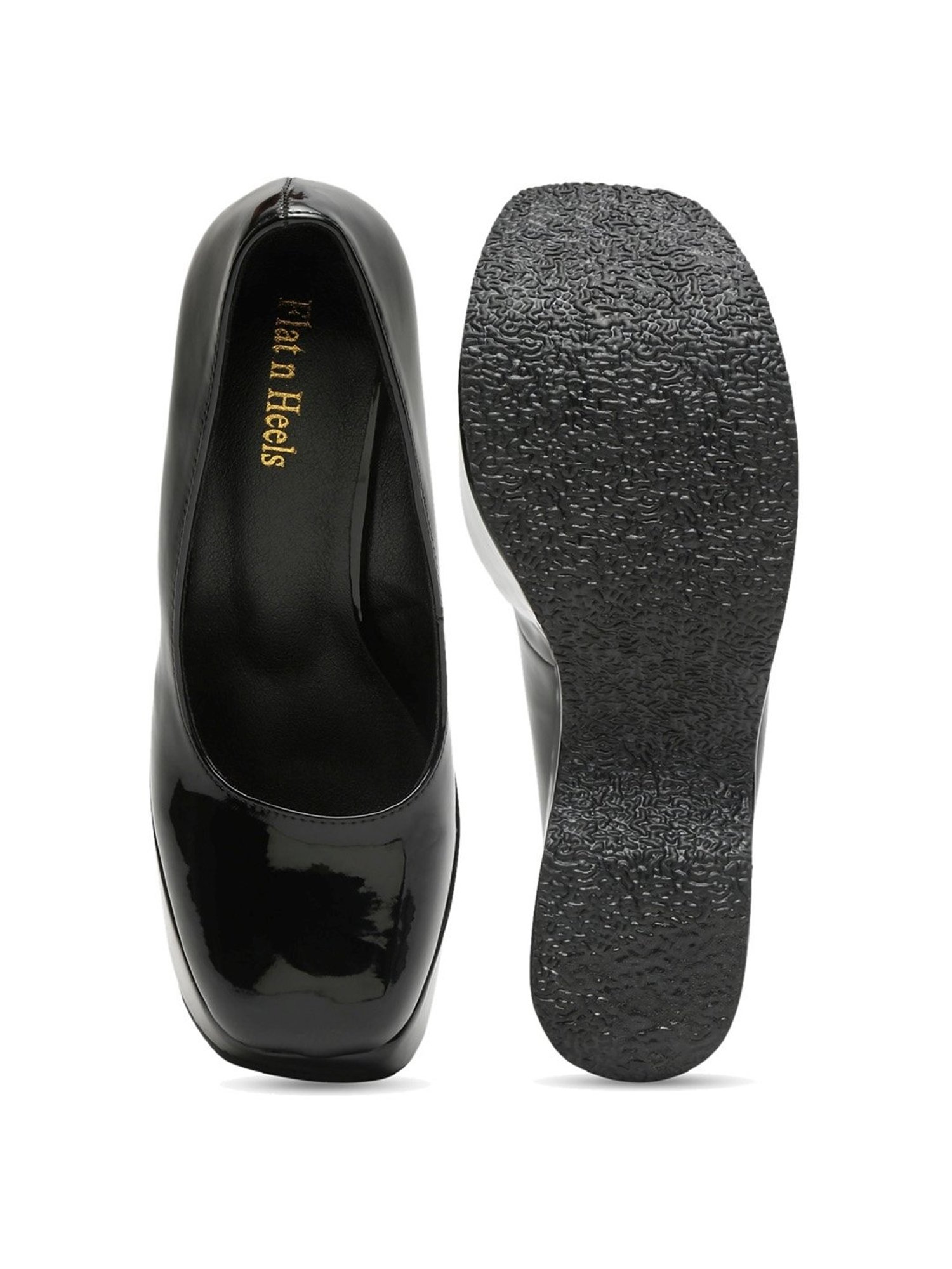 Flat N Heels Women's Black Wedge Pumps