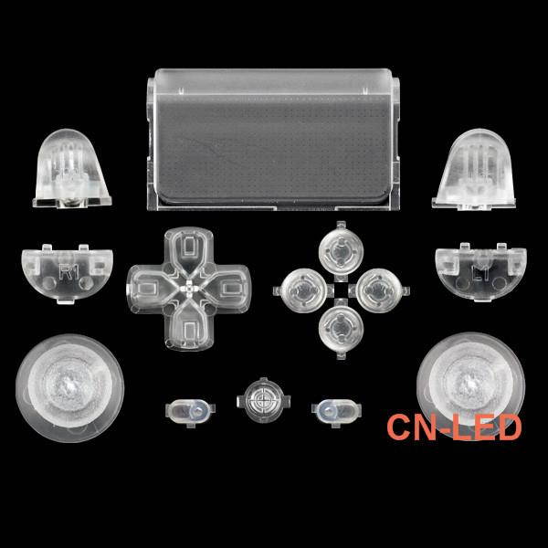 WPS Transparent Clear Touch Pad Thumbsticks Dpad Home Full Buttons Set Replacement parts for PS4 Playstation 4 Dualshock 4 controller shell ( For GEN 1 Controllers)