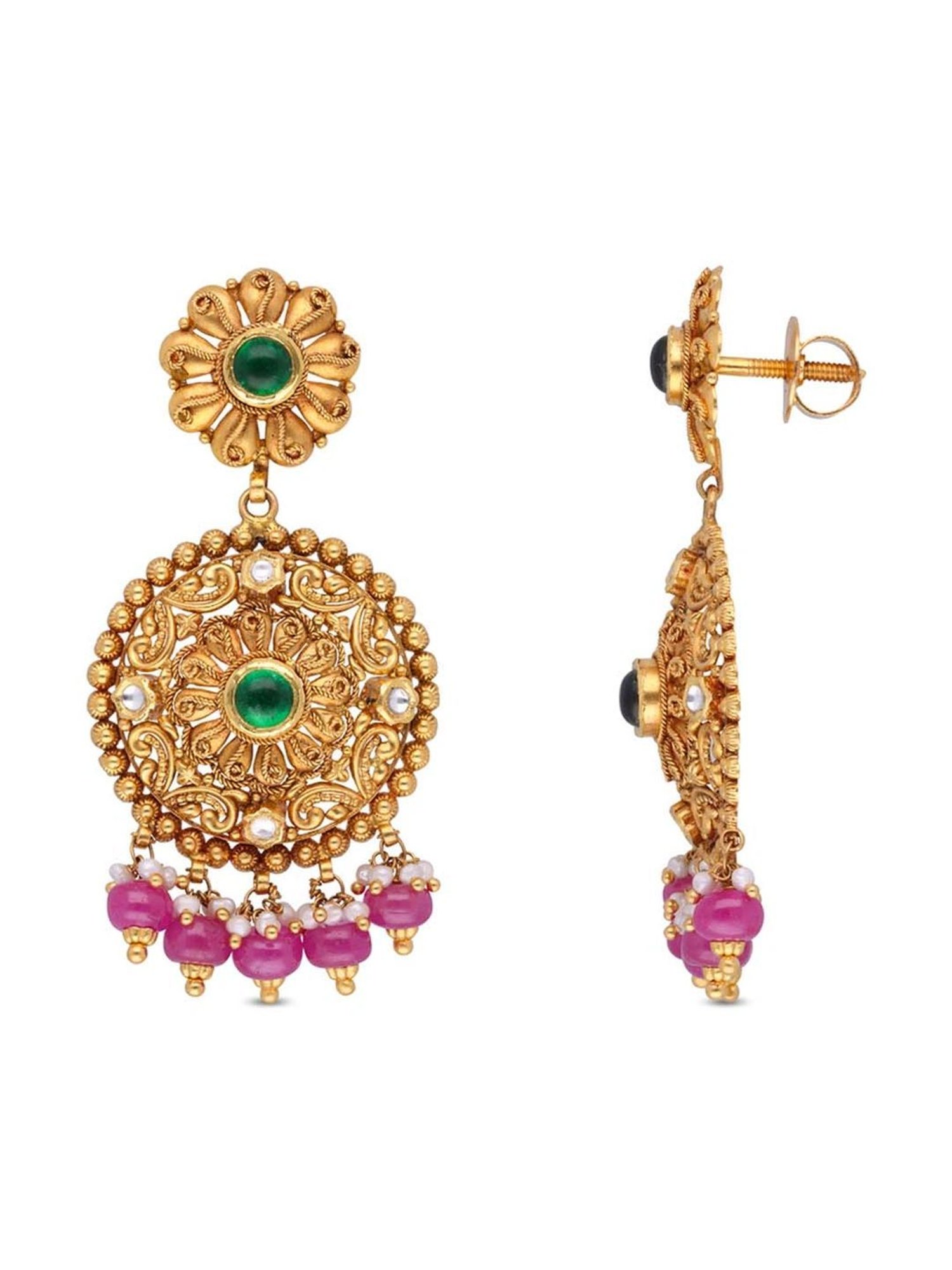CKC Timeless Elegance: Heritage Gold Drops Set with Kundan and Stones
