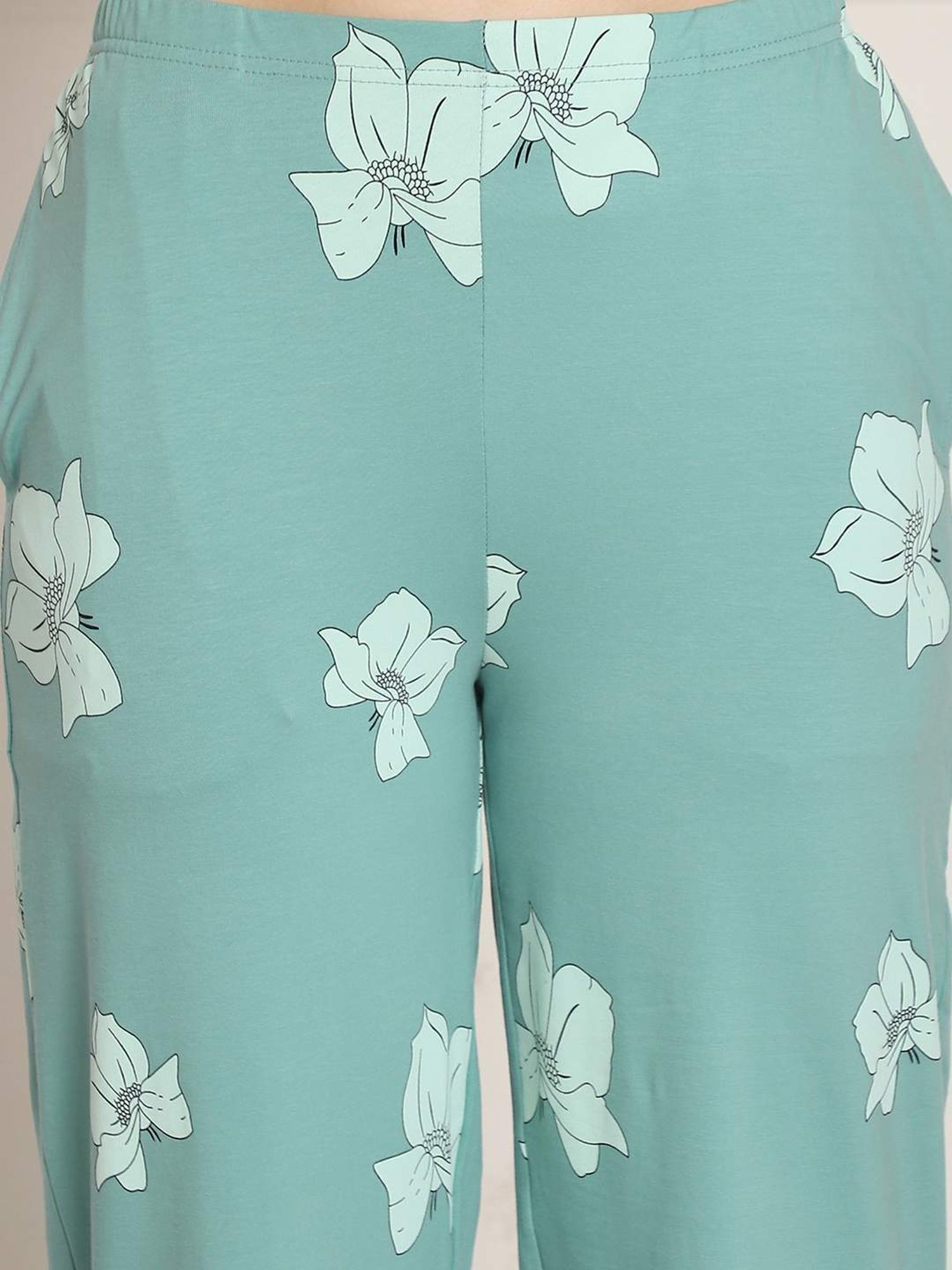 Kanvin Blue Cotton Printed Shirt Pyjamas Set