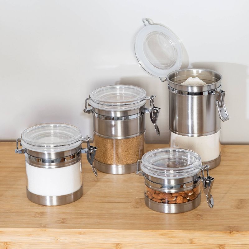 Honey-Can-Do Stainless and Acrylic Canisters - 4Pk