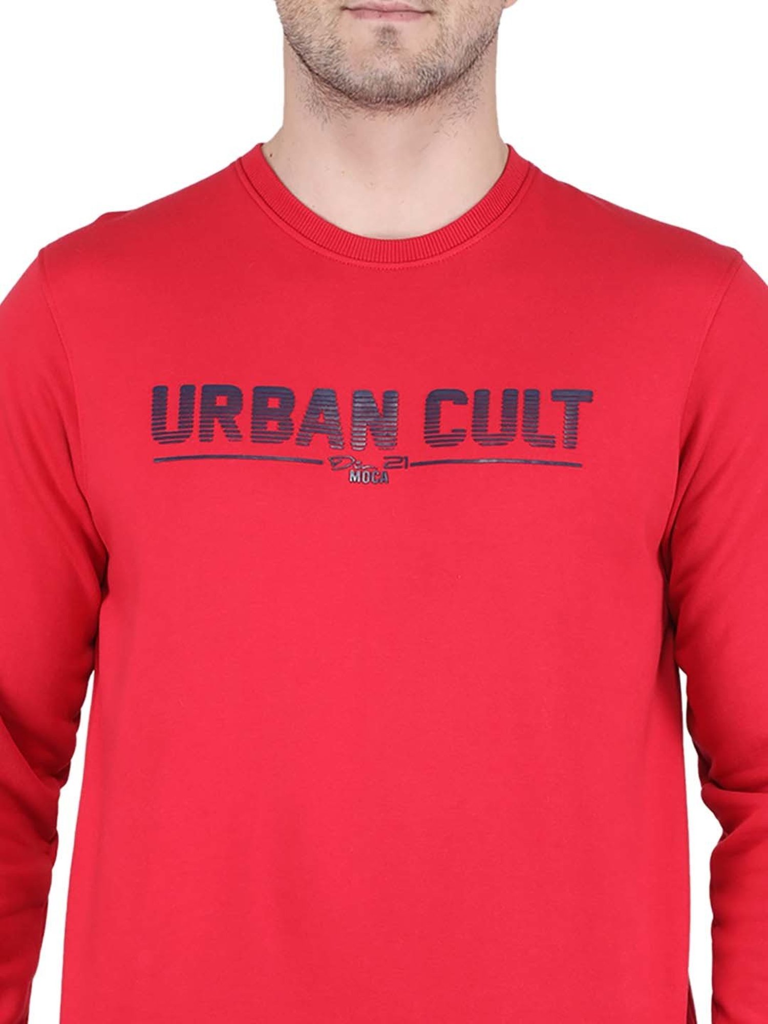 MOCA by Monte Carlo Red Regular Fit Printed Sweatshirt