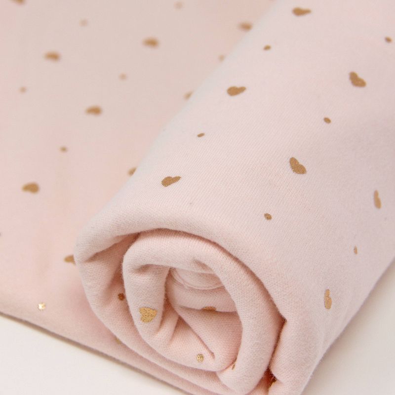 Living Textiles Baby Swaddle Blanket Pink - Metallic Hearts