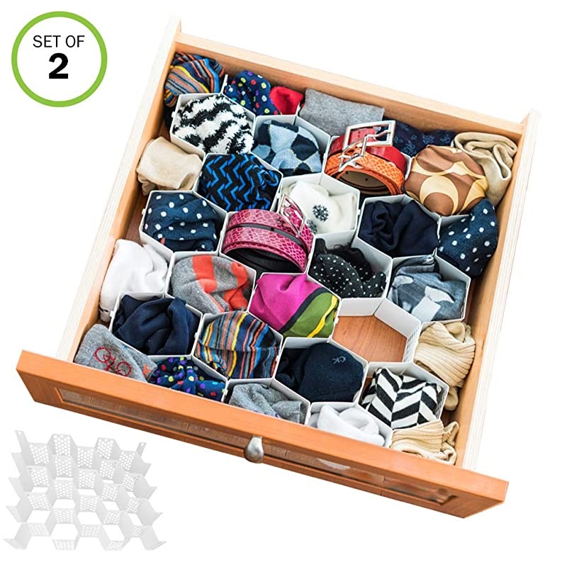 Drawer OrganizerDividerSockBeltScarfUnderwear56 Slots TotalSet2