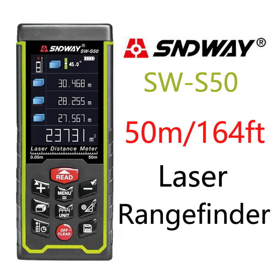 Sndway SW-S100 Laser Distance Meter 100m 328ft Digital Distance Meter 100m Laser Rangefinder Area Volume Diastimeter S100