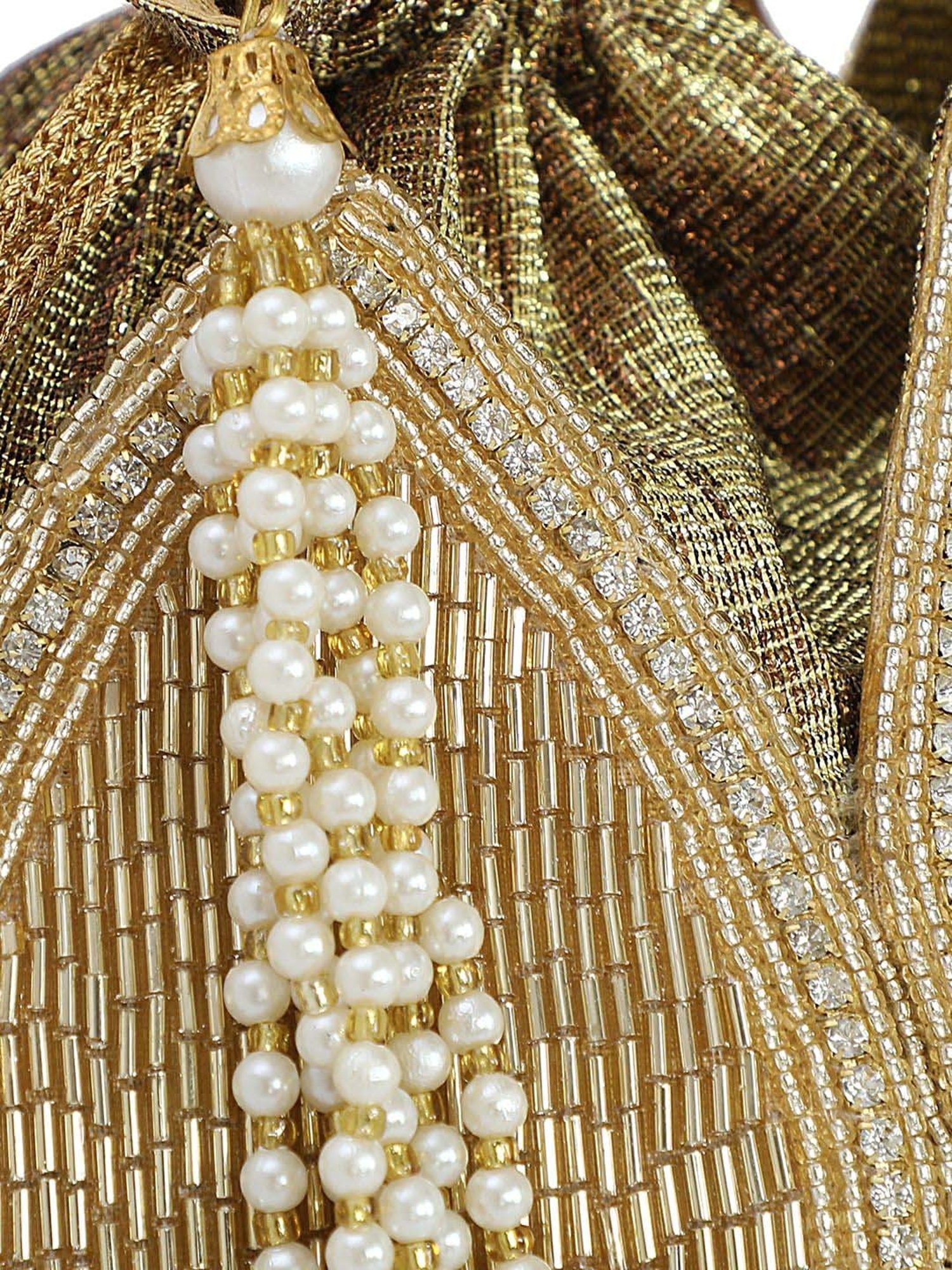 NR by Nidhi Rathi Golden Fabric Potli