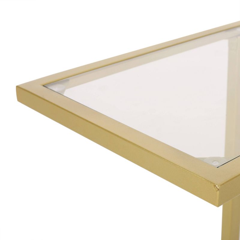 Bagan Modern Glam Glass Top C-Shaped Side Table Gold - Christopher Knight Home