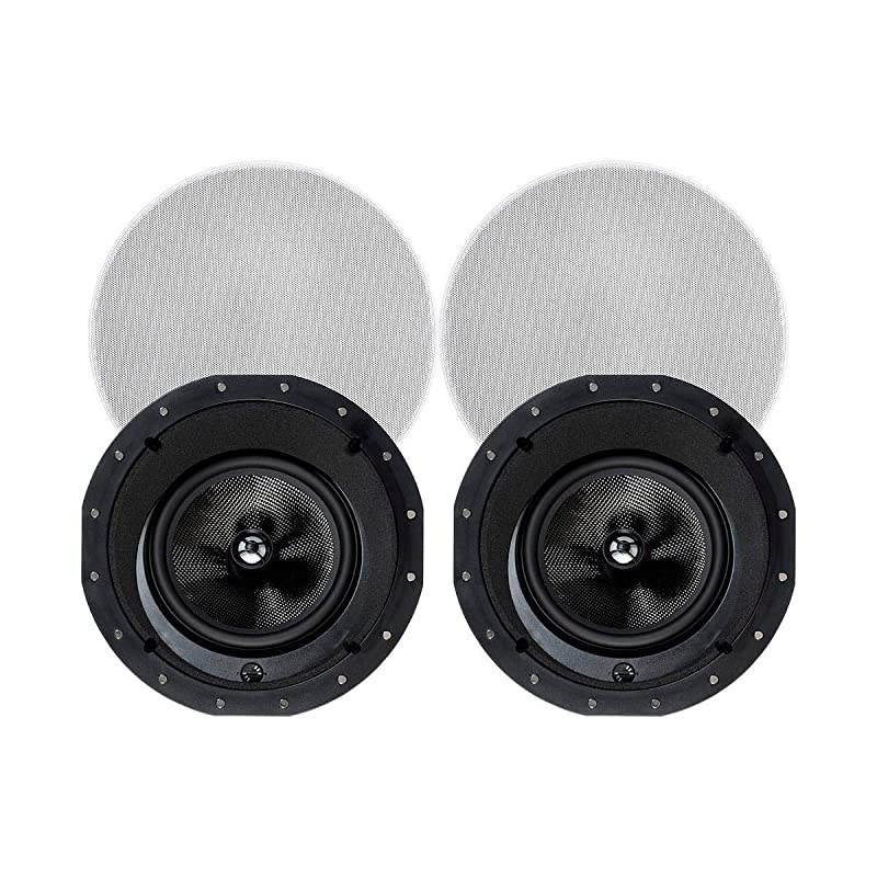 2-Way Carbon Fiber In-Ceiling Speakers - 8 Inch With 15 Degree Angled Drivers (Pair) - Alpha Series
