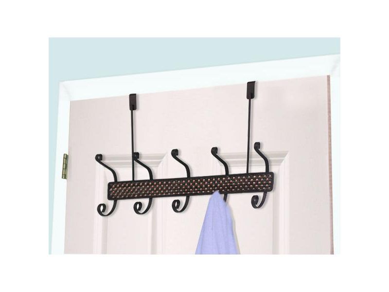 Home Basics Bronze Over the Door 5 Hook Hanging Rack, Bronze