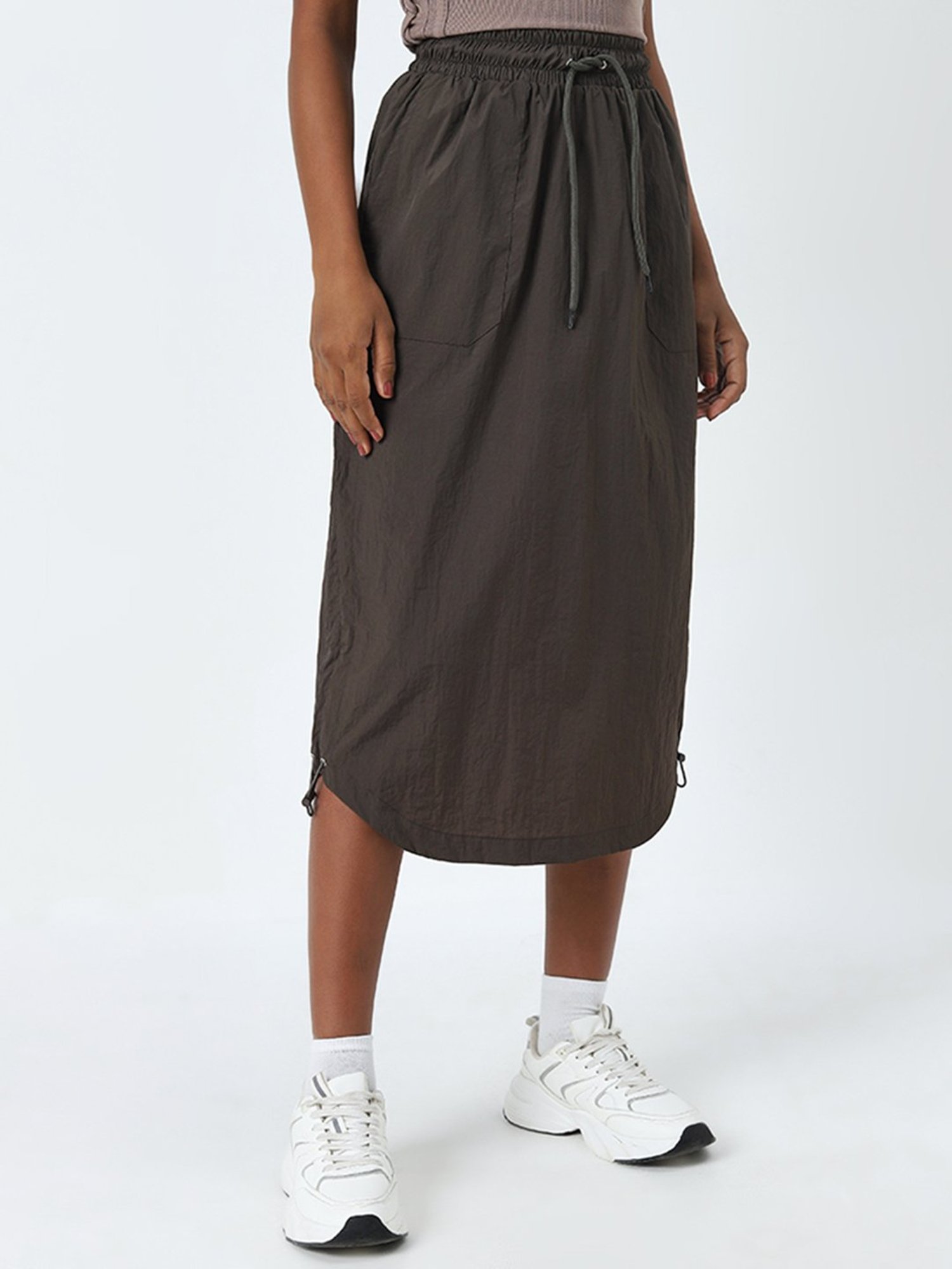 Studiofit by Westside Olive High-Rise Midi Skirt