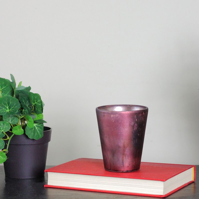 Kaemingk 4" Mauve Purple Antique Glass Christmas Tea Light or Votive Candle Holder