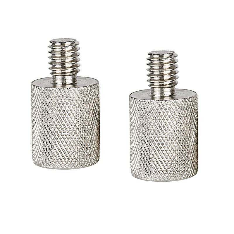 Nickel Brass Durable Solid 2 Pieces 3/8-inch Male to 5/8-inch Female Screw Thread Adapter for Microphone Mounts and Stands (Silver)