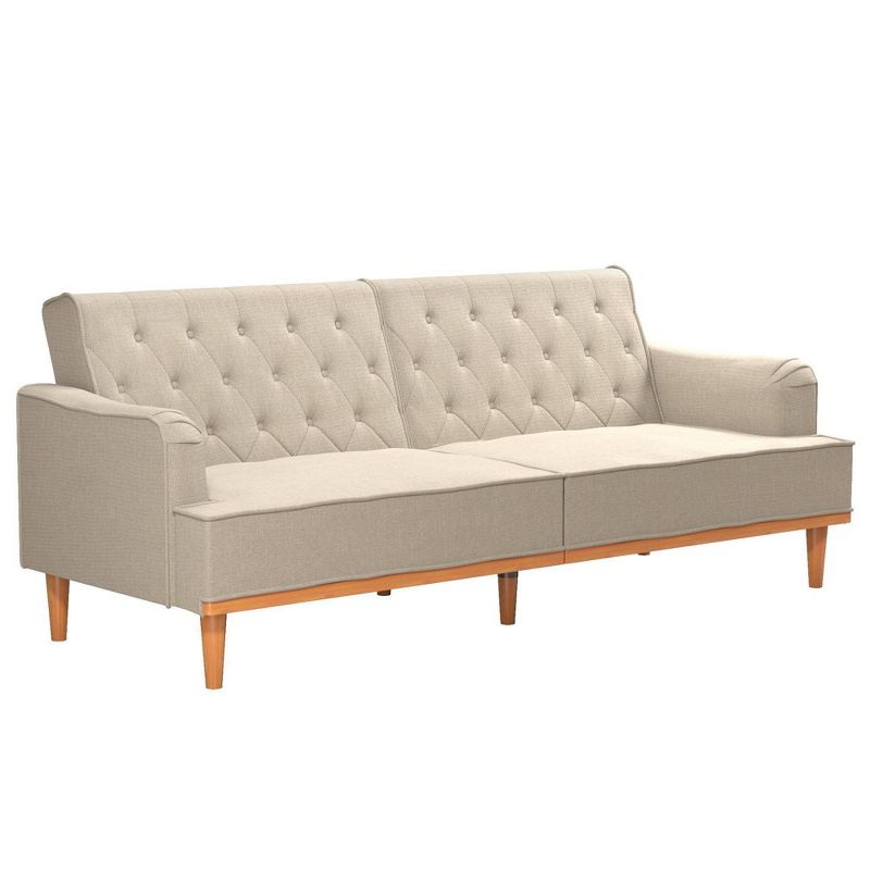Stella Vintage Convertible Sofa Bed Futon Tan Linen - Mr. Kate