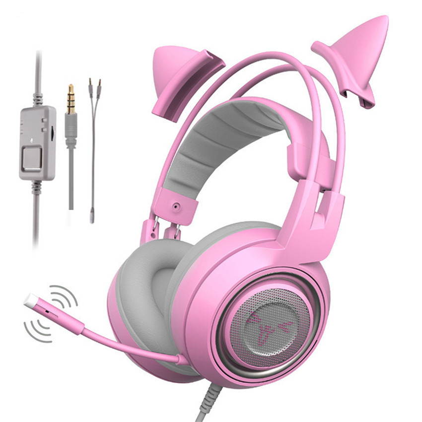 SOMIC G951S PS4 Gaming Headset with Cat Ear Microphone PC Gamer Earphones Bass Game Headphones for Mobile Phone/New xbox One/Mp3