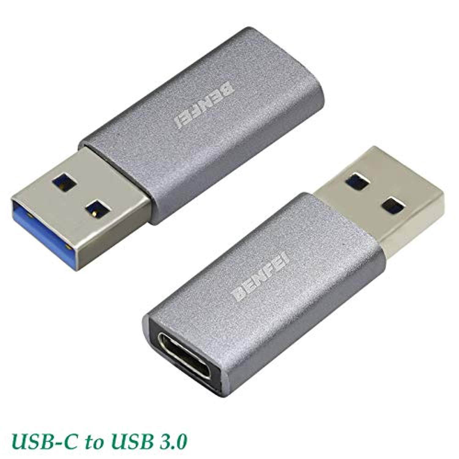 usb 3.0 to usb c adapter, benfei 2 pack usbc female to usb 3.0 male adapter, works with usbc charge cable,laptops and wall chargers with usb a interface