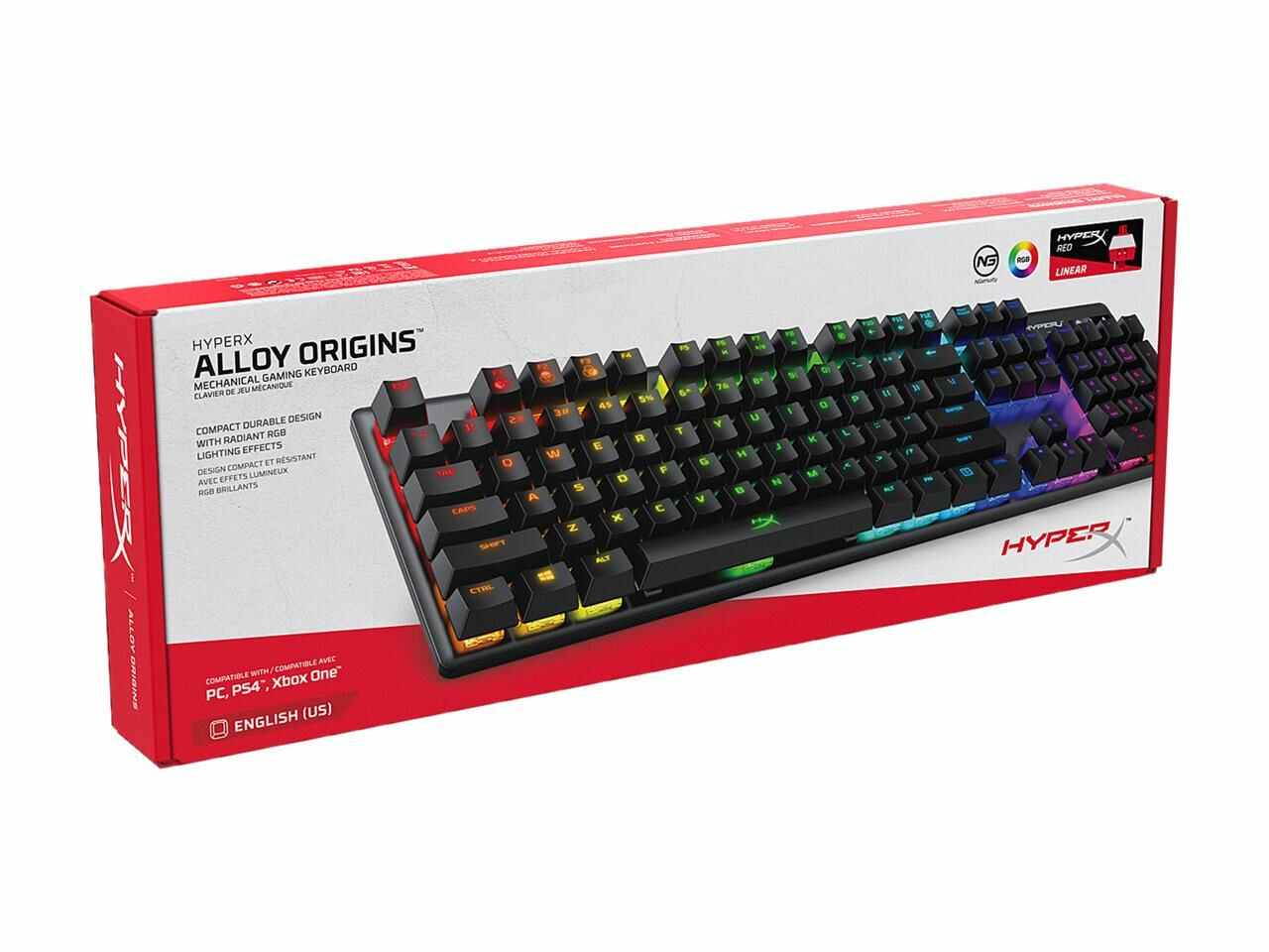 HyperX Alloy Origins Mechanical Gaming Keyboard, HyperX Red, US English Layout