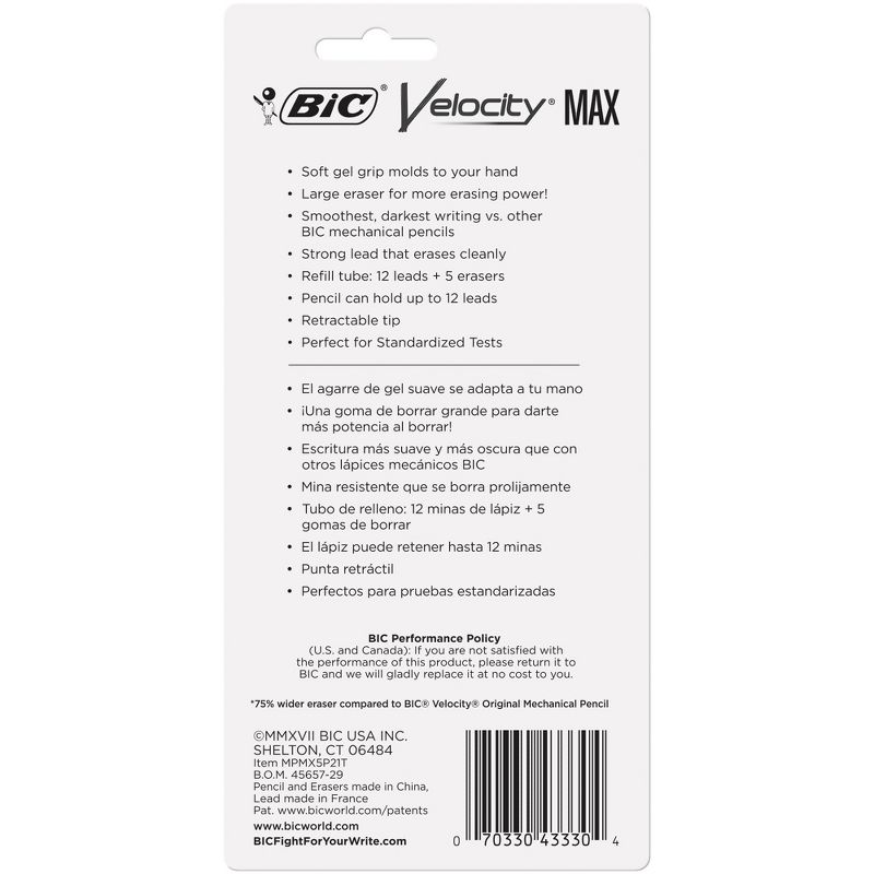 2ct .5mm #2 Mechanical Pencil Velocity Max - BIC