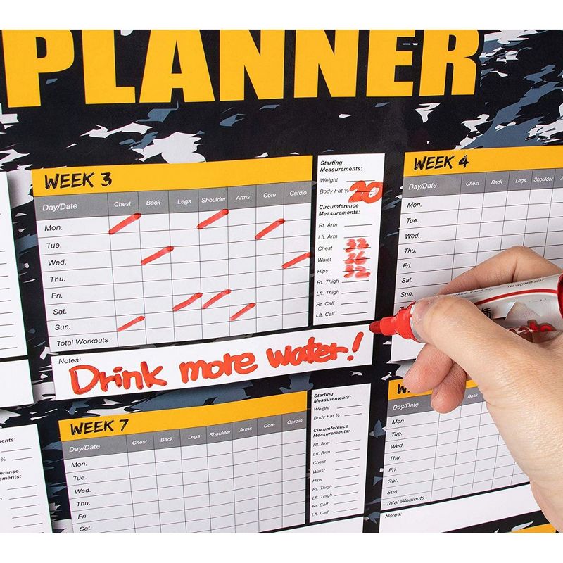 Juvale Fitness Planner Calendar for Workout Exercise Log (24 x 17 in)