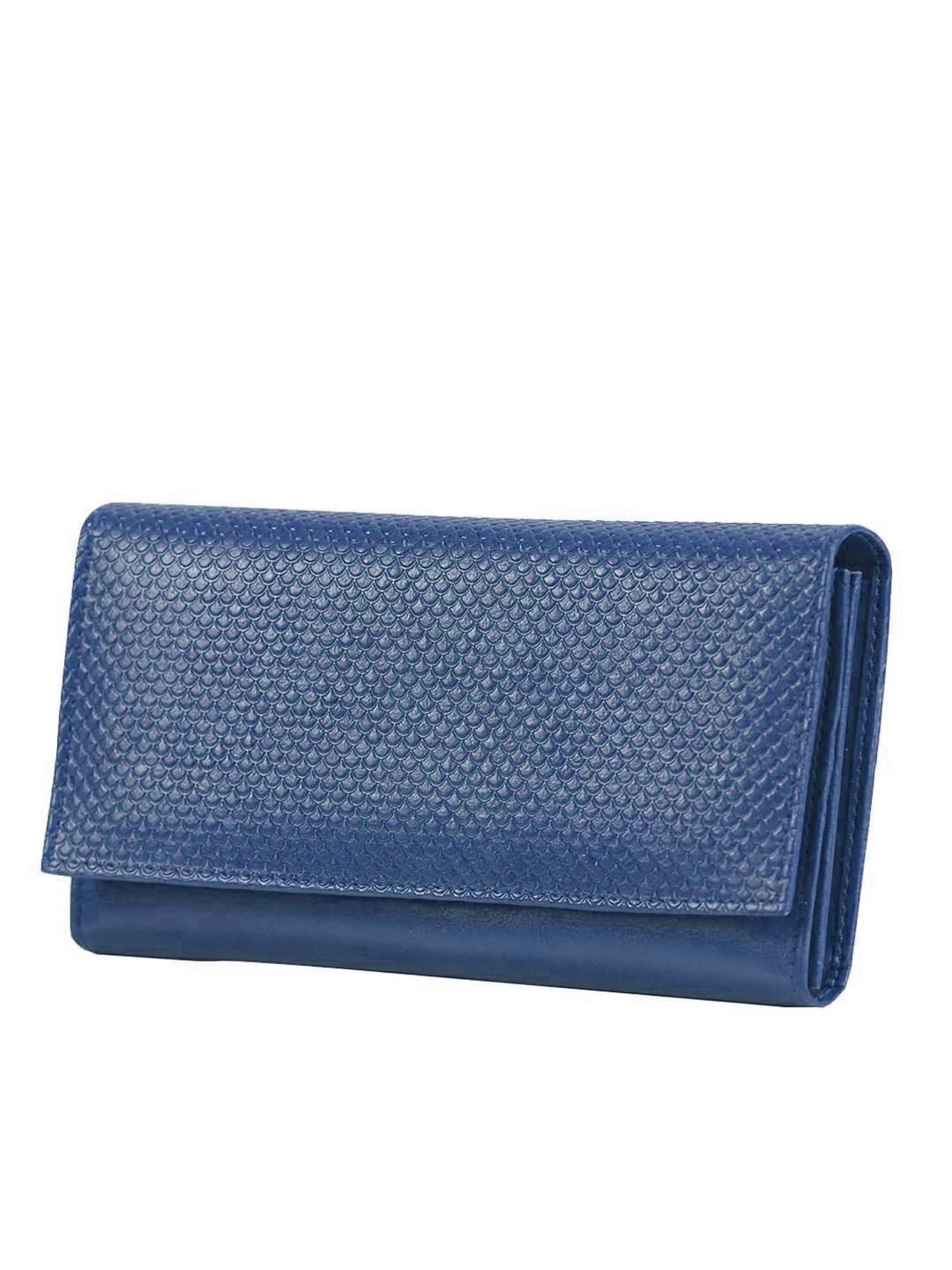 Abeeza Blue Textured Leather Large Clutch