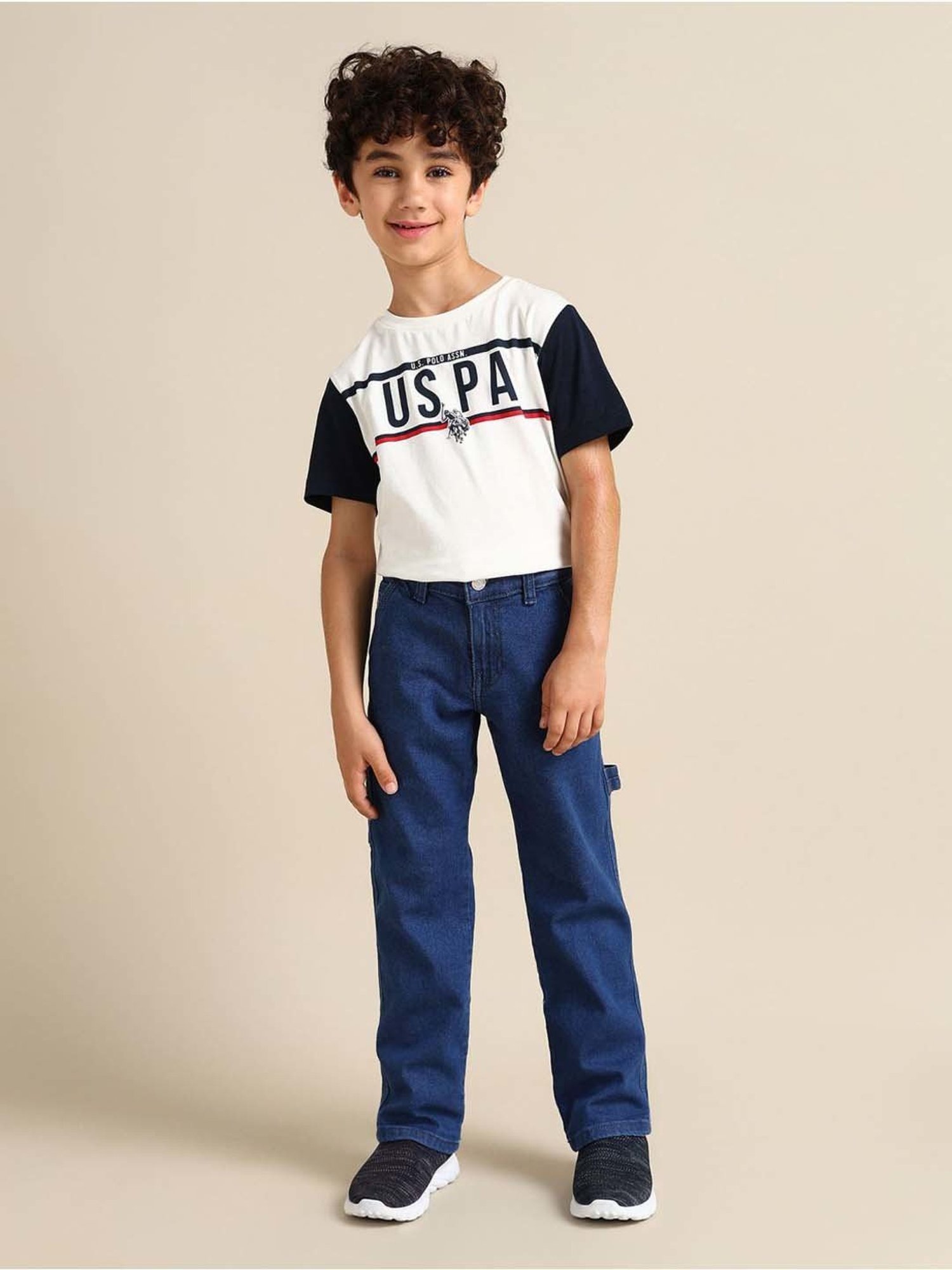 U.S. Polo Assn. Boys Blue Cotton Solid Jeans