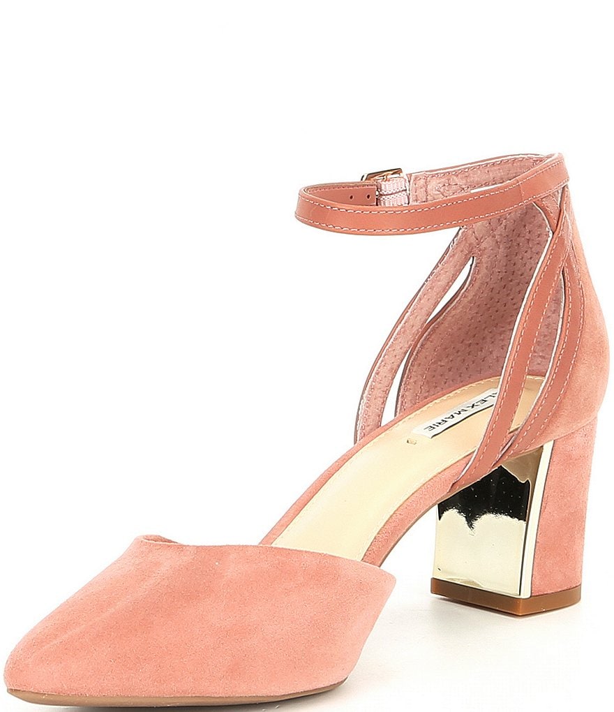 Alex Marie Nelvin Suede Ankle-Strap Block Heel Pumps
