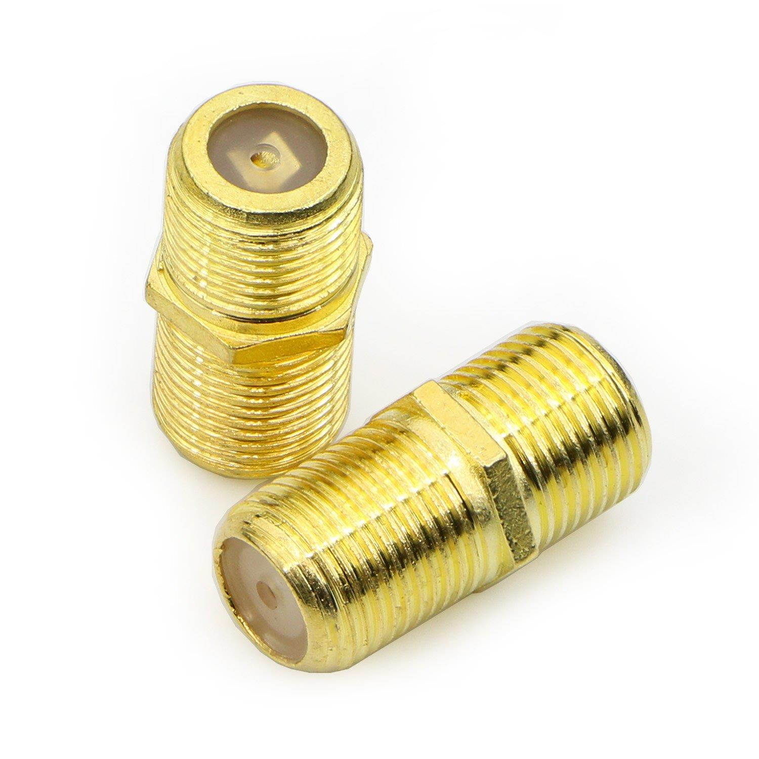 Saisn RG6 Connector Golden Plated F-Type RG6 Coaxial Coupler Cable Extension Adapter (10 Pack)