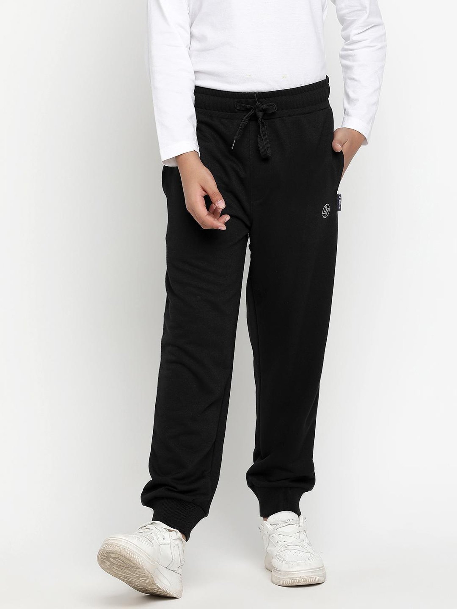 Lil Tomatoes Boys Black Solid Trackpants