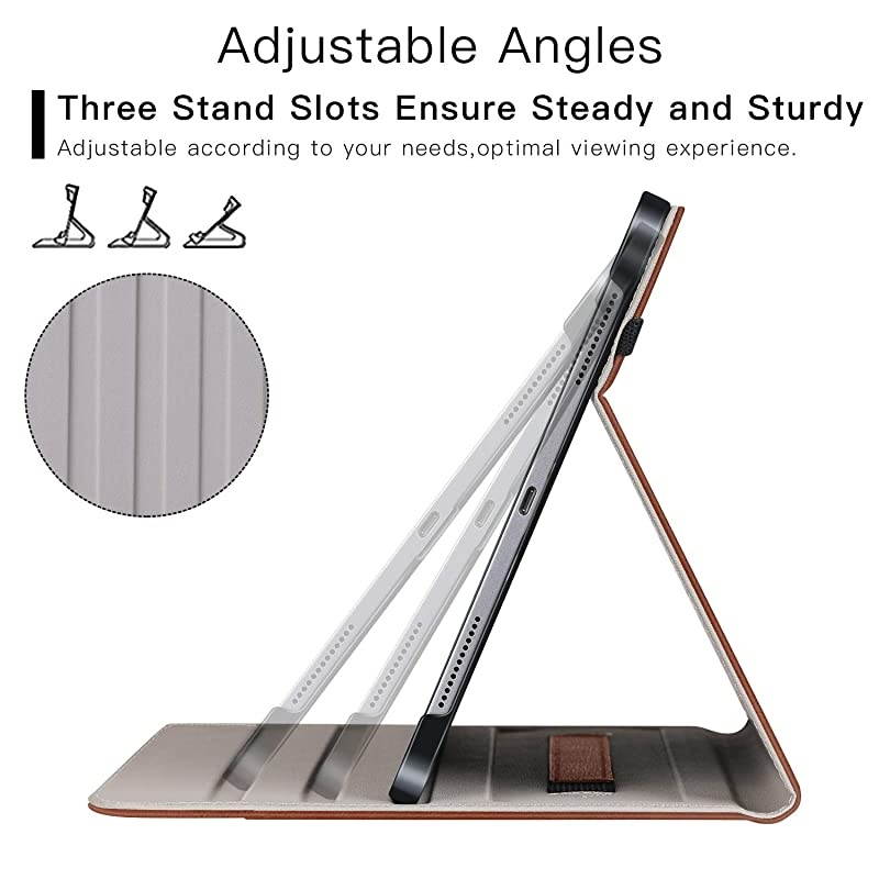 for iPad Pro 11 Case 2nd Generation 2020 Release Premium Leather Smart Folio Case + Support Pencil Pair Charging + Auto WakeSleep + Multiple Viewing Angles Cover Brown