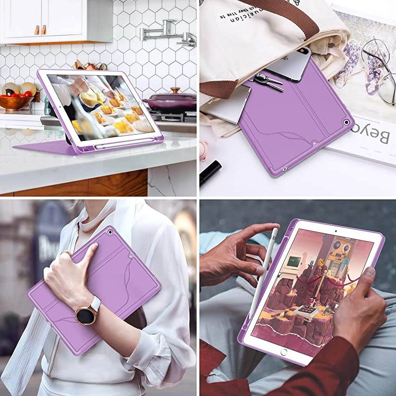 Case for iPad 102 20202019 iPad 8th7th Generation Luxury Series Builtin Pencil Holder + 6 Magnetic Stand Angles + 360 Full Protection + Premium PU Leather SleepWake Cover Violet
