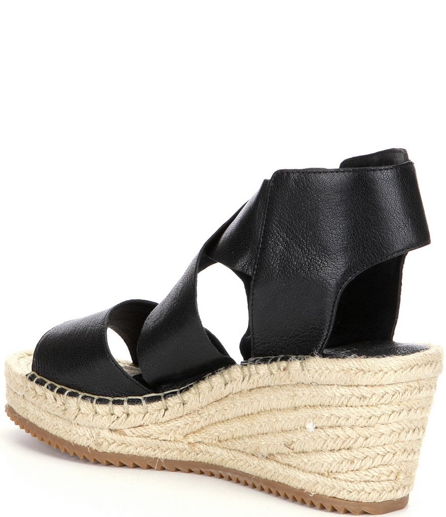 Eileen Fisher Willow Tumbled Leather Wedge Espadrilles