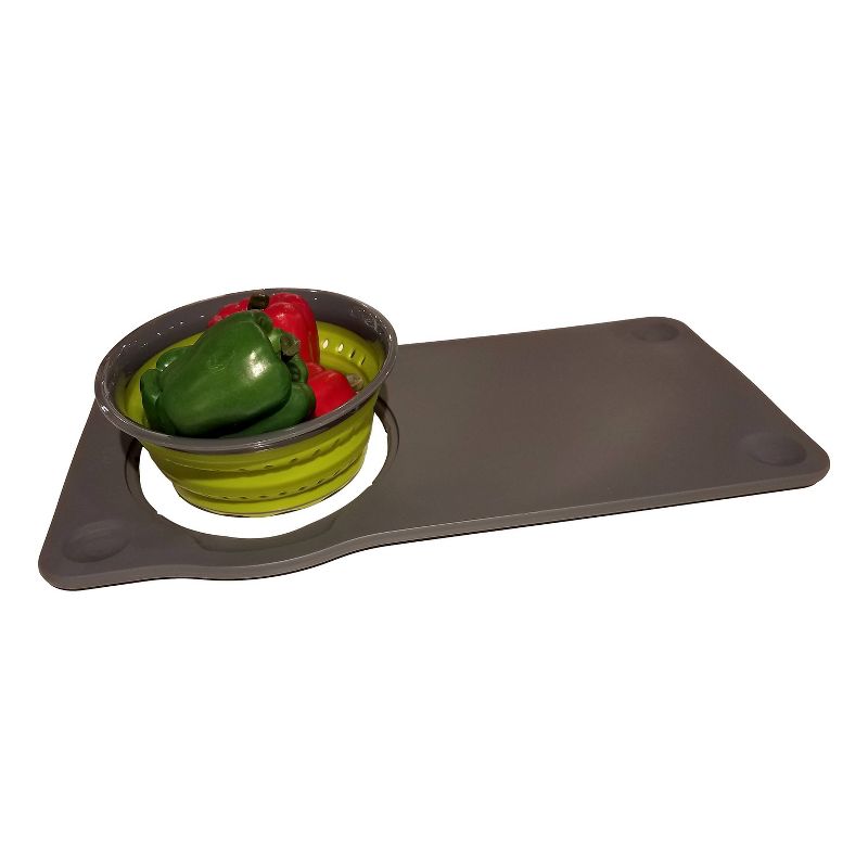 Squish Over-The-Sink Cutting Board with Colander Green/Gray