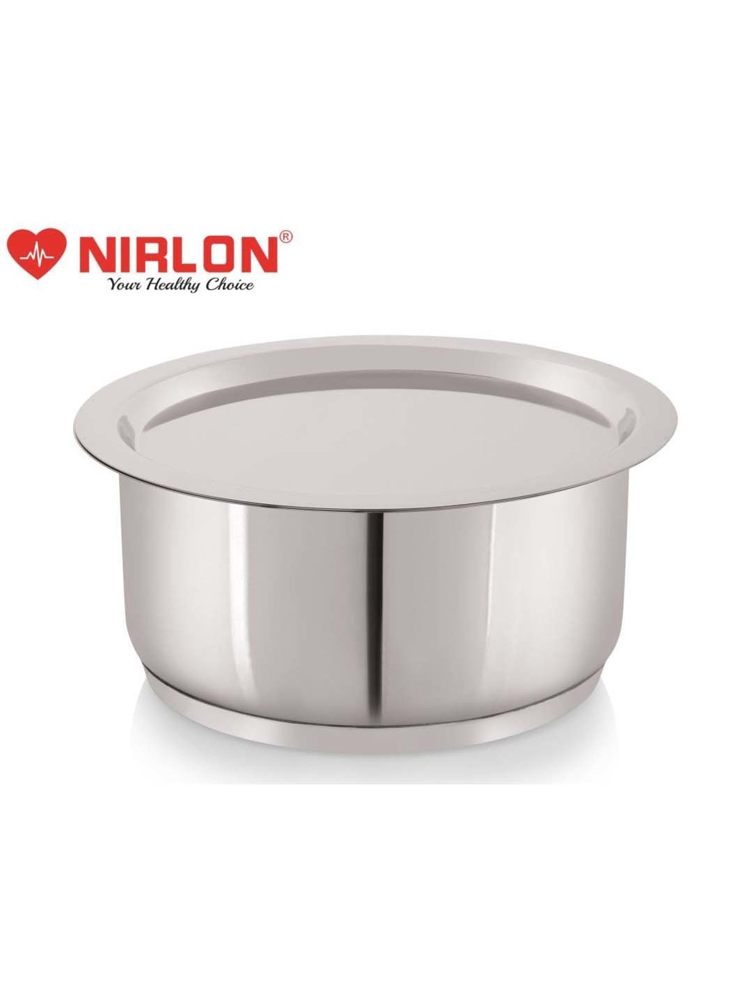 Nirlon Deluxe Silver Stainless Steel 14 cm Induction Tri-Ply Bottom Tope With Lid (1 L)