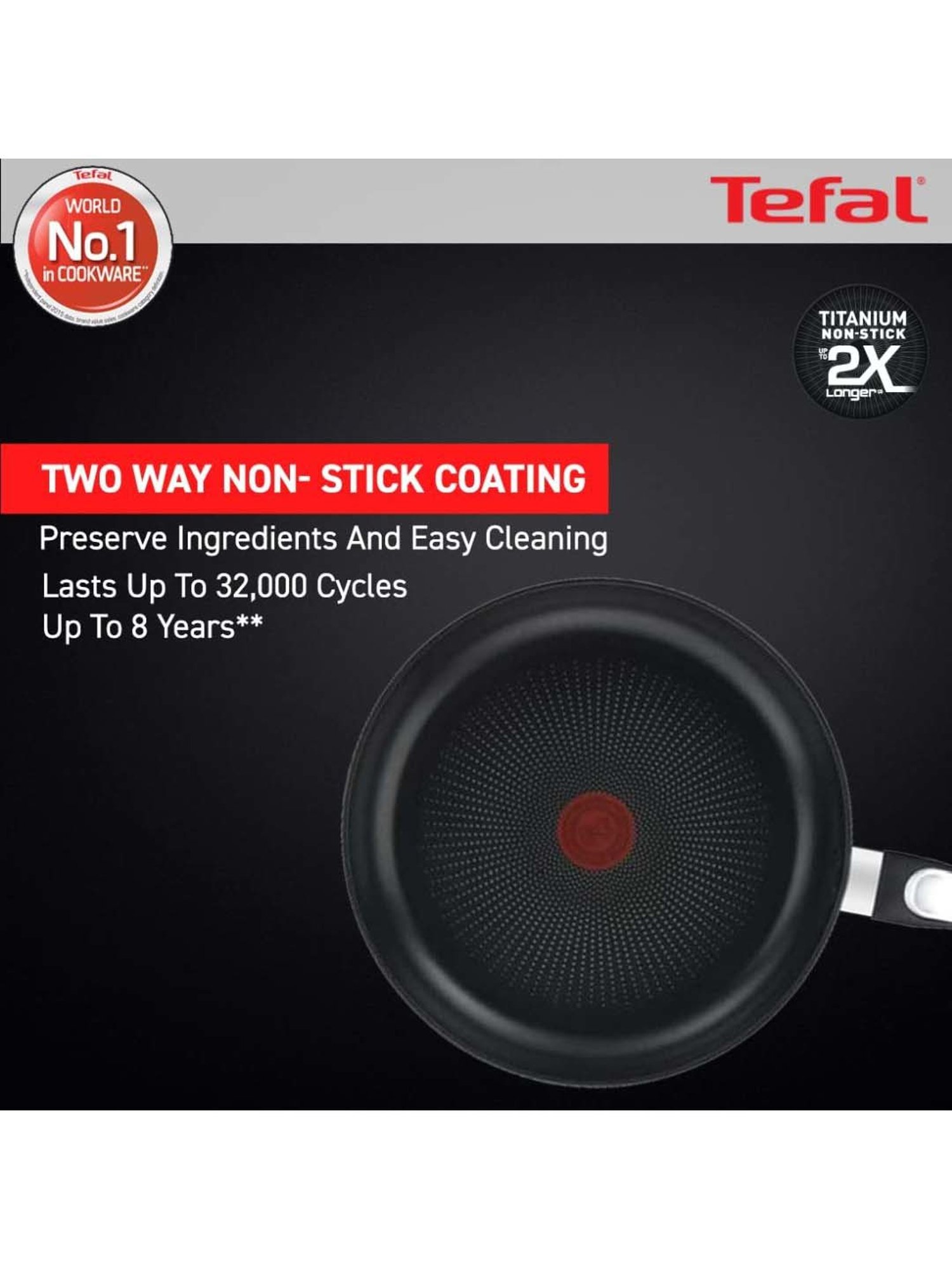 Tefal Delicia Poweglide Black Aluminium 24 cm Non-Stick Fry Pan With Glass Lid (1 L)