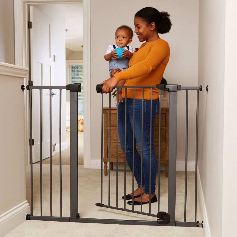 Toddleroo by North States Riverstone Extra Tall And Wide Baby Gate - Graphite -  29.75"-52" Wide