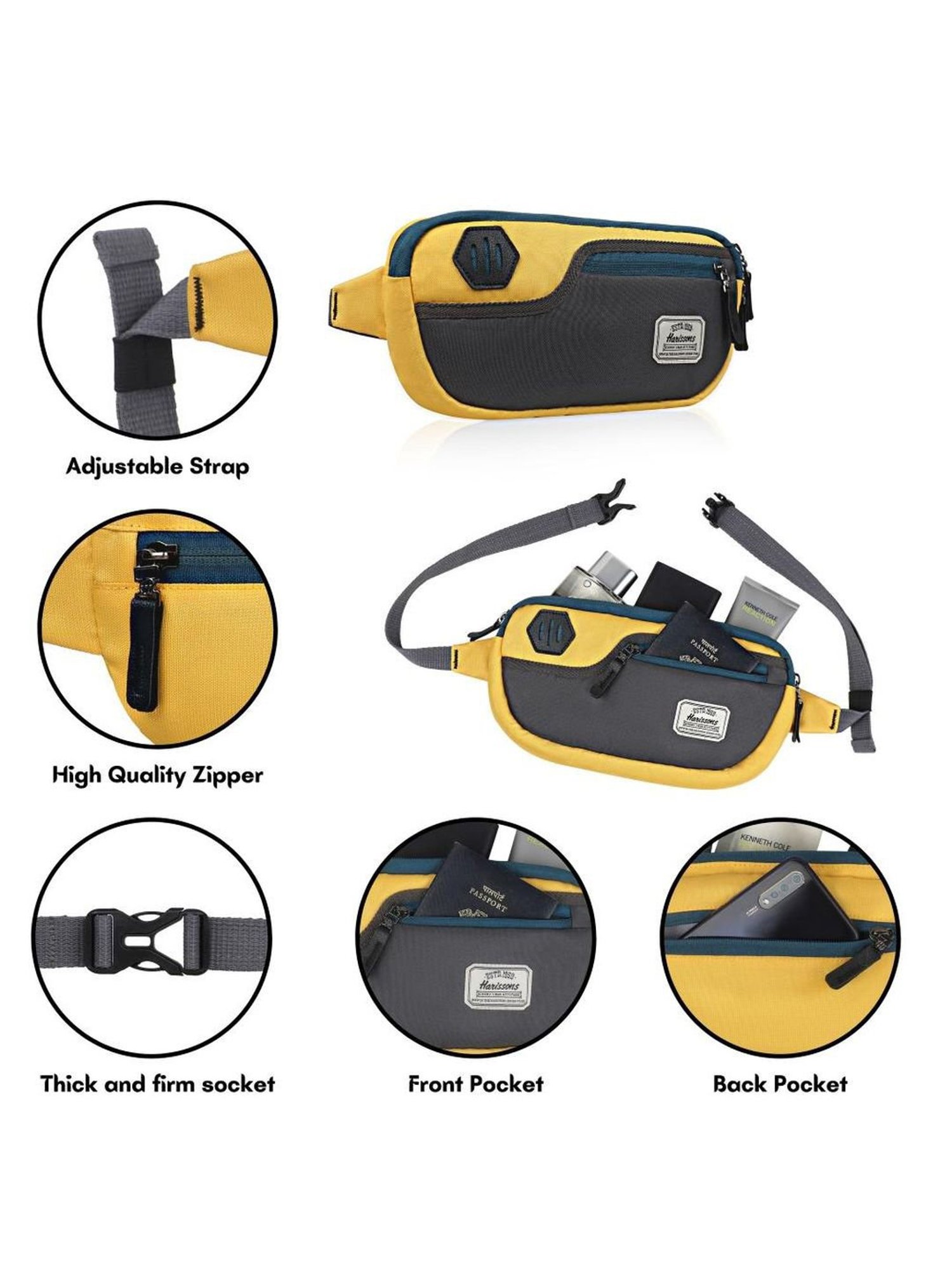 Harissons Dgrey Polyester Solid Waist Pouch