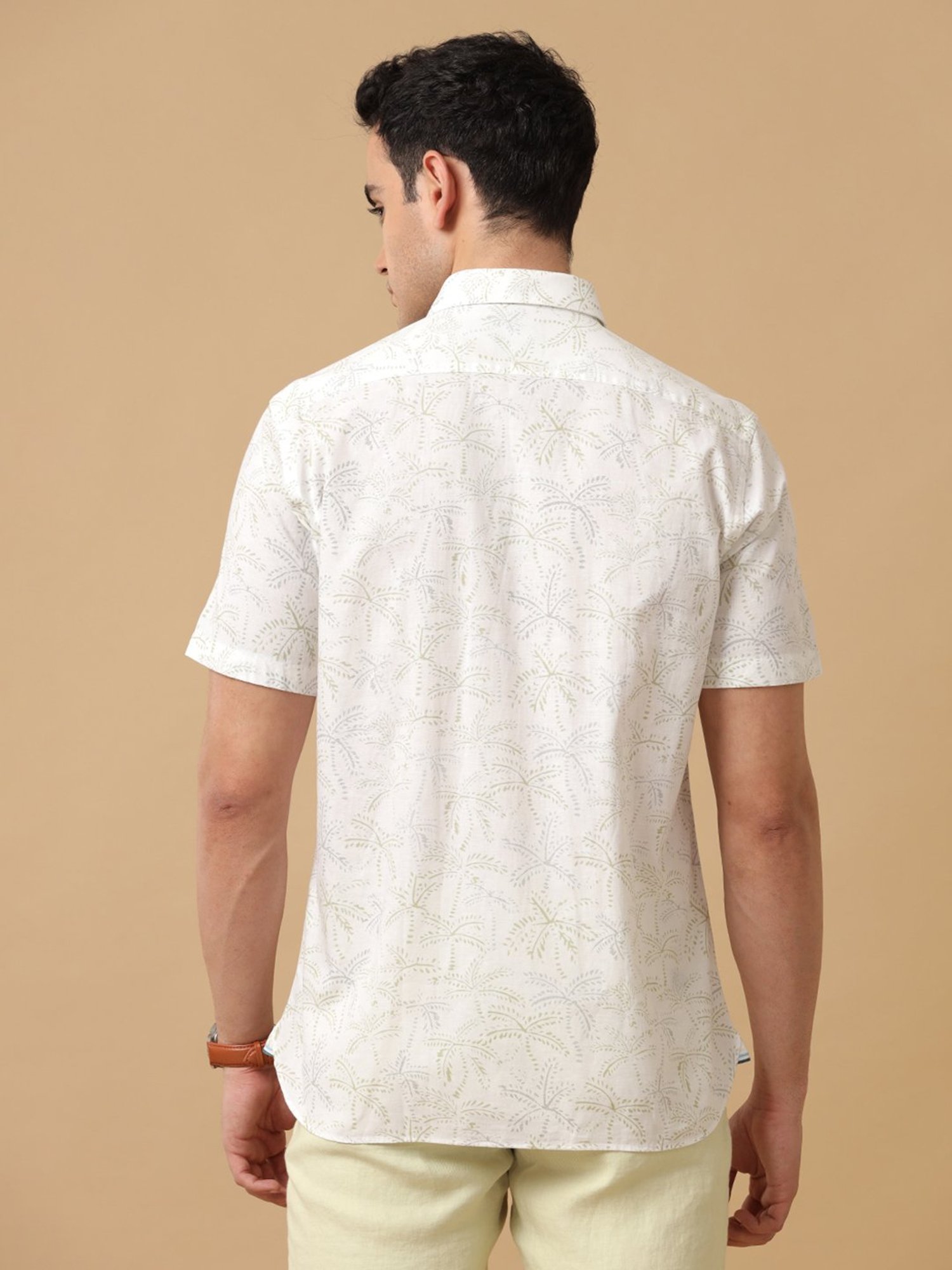 CAVALLO by Linen Club White Contemporary Fit Printed Shirt