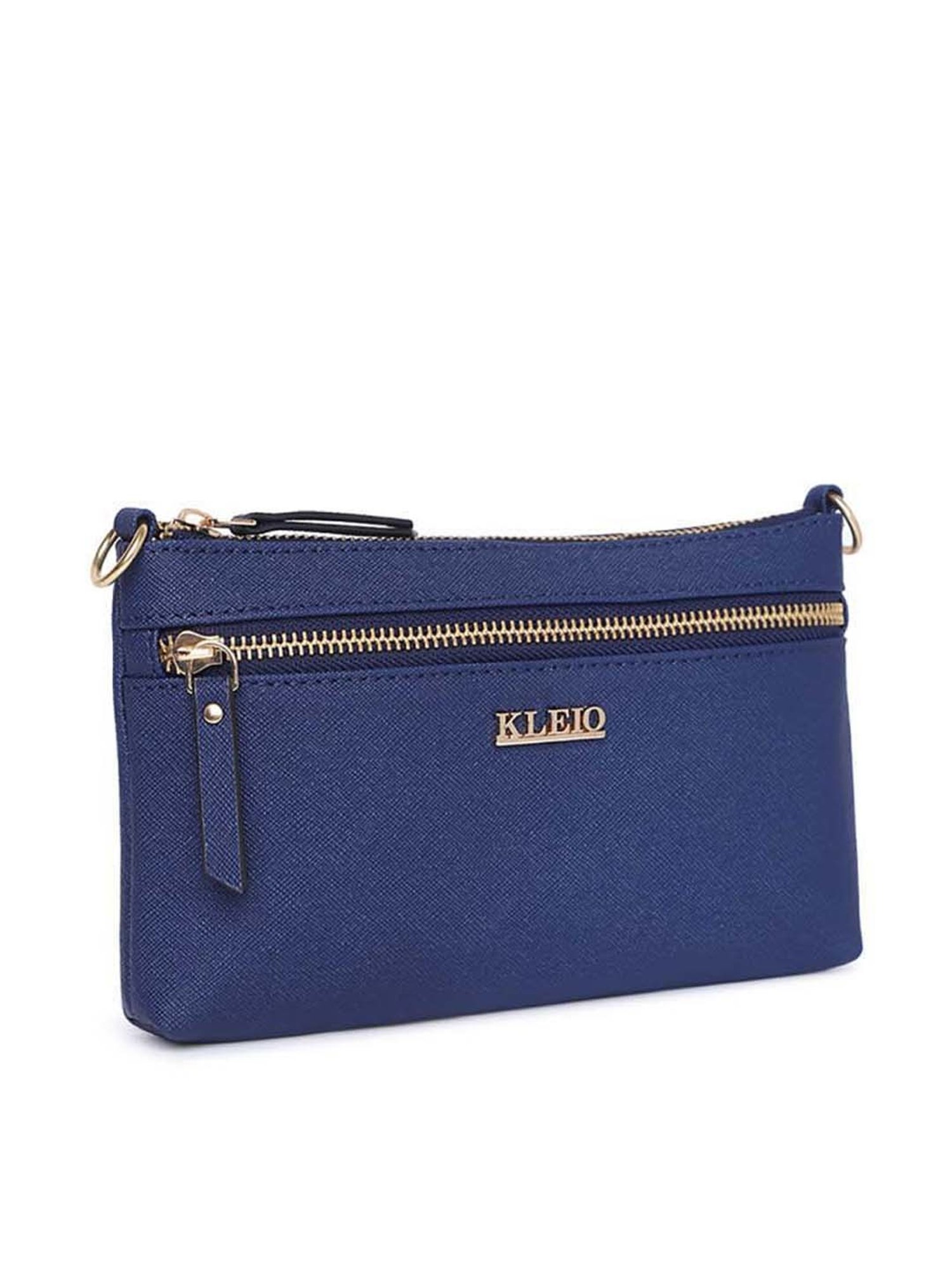 KLEIO Royal Blue Solid Medium Shoulder Handbag