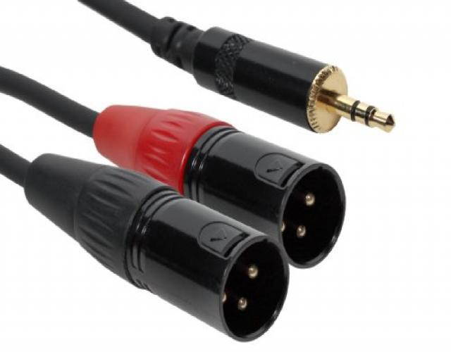 SuperFlex GOLD Y Patch Cable, (2) XLR Male to 3.5mm Stereo - 5' Length