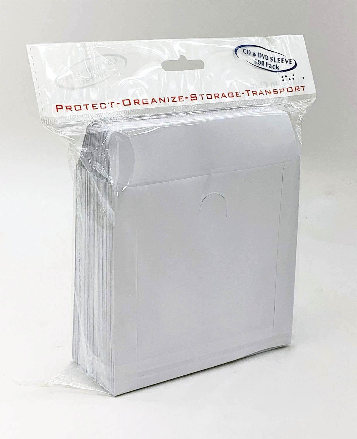 BestDuplicator White Cd/DVD Paper Media Sleeves Envelopes with Flap and Clear Window (Pack of 100)