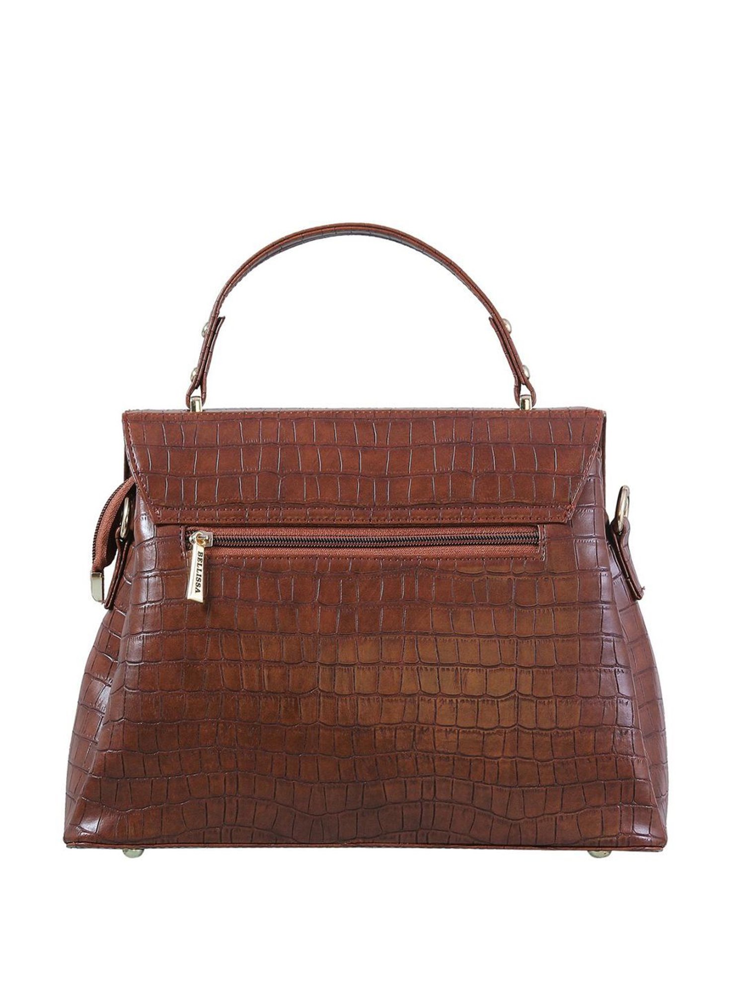 Bellissa Brown Textured Medium Premium Satchel Handbag