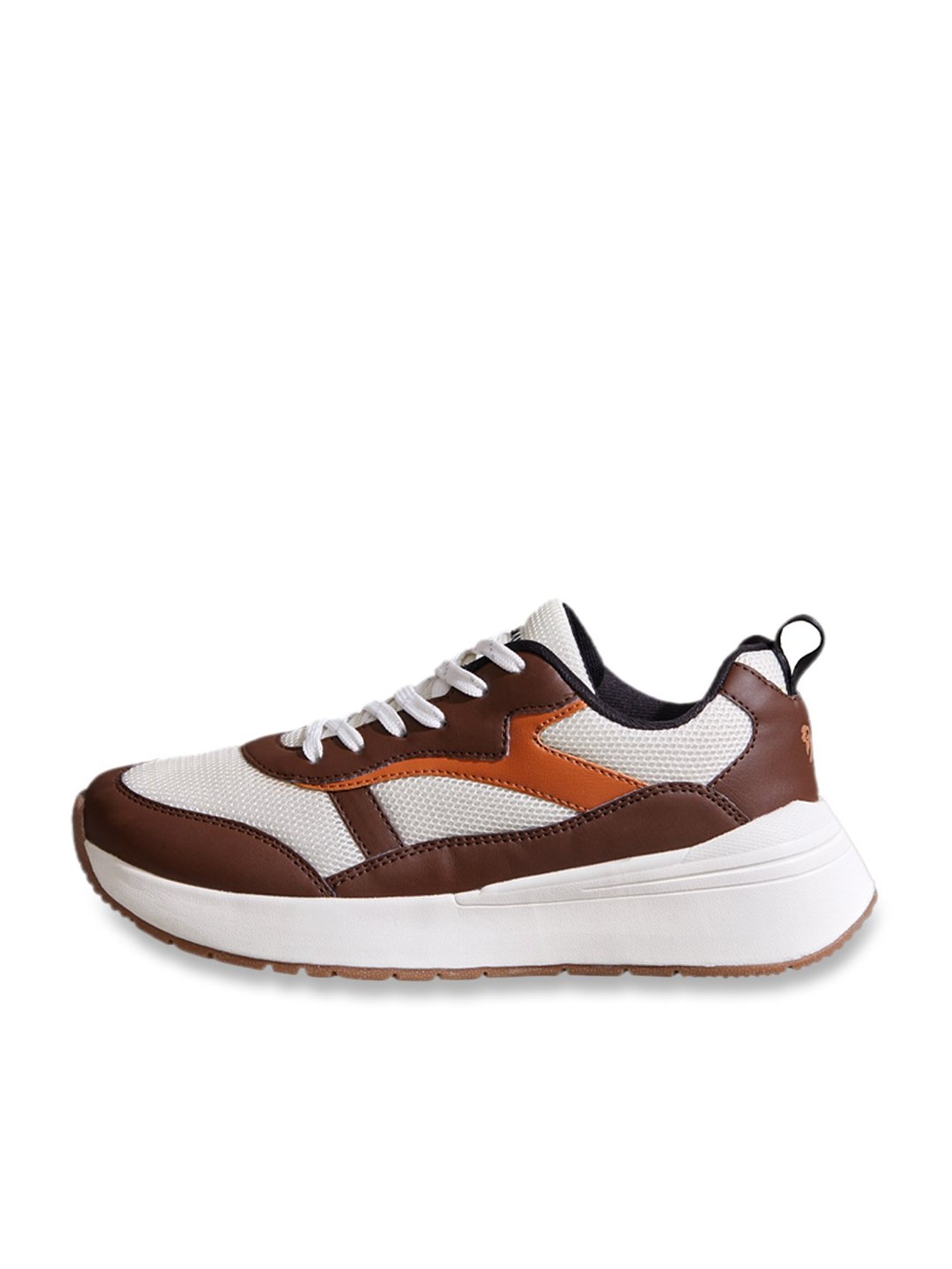 Neemans Men's Cosmo Off White & Brown Running Shoes