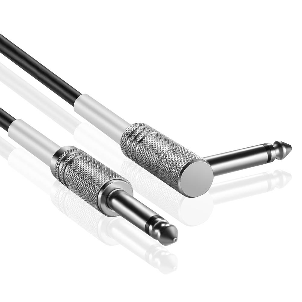 6.35mm Guitar Cable (25FT) - 1/4 Inch TS to 1/4 Inch TS 6.35mm Phono Jack Straight to Right Angle Plug Instrument Wire Cord For Electric Bass Guitar, Amplifier, Musical Instrument Line-level Audio