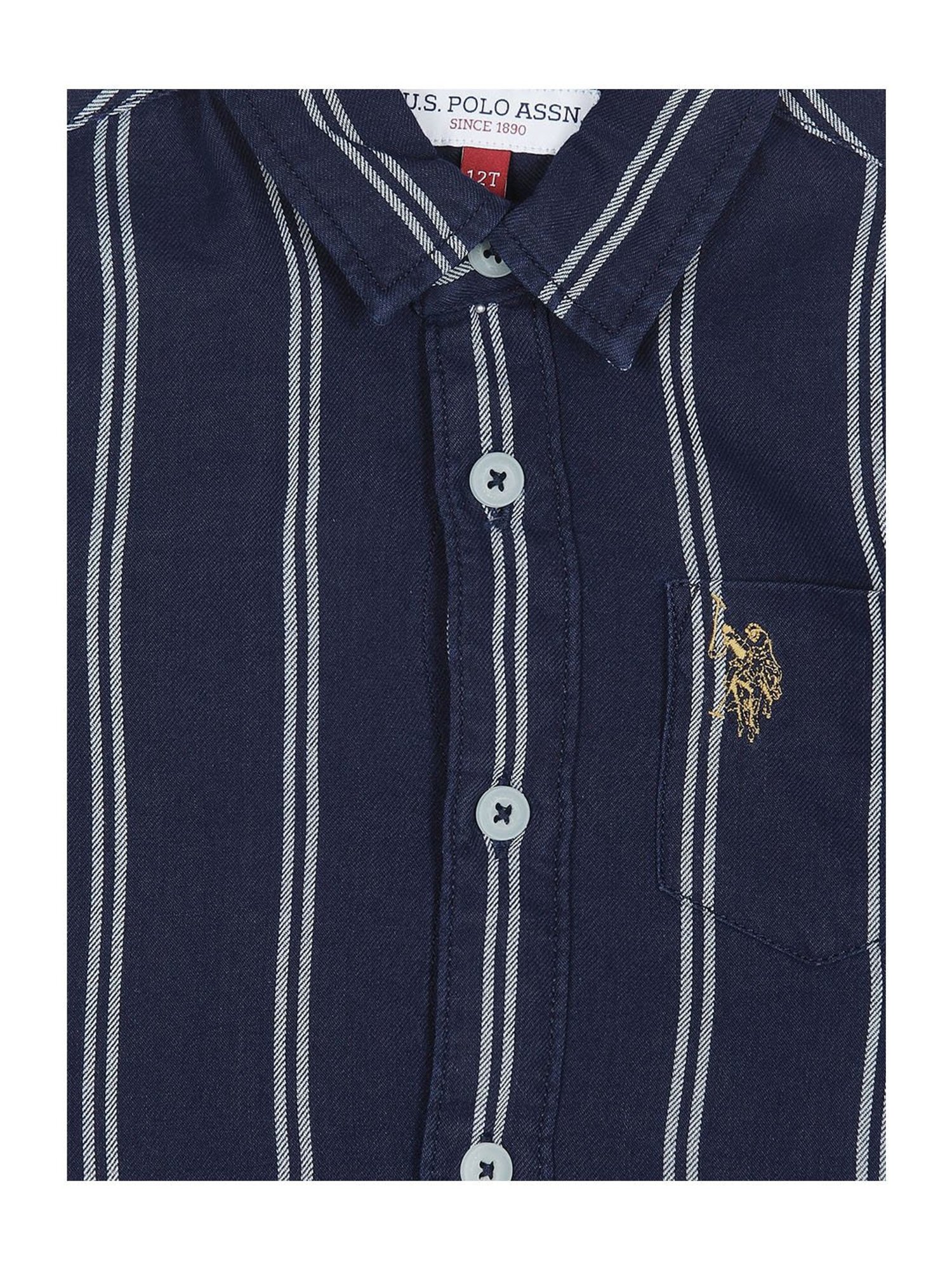 U.S. Polo Assn. Kids Navy Striped Full Sleeves Shirt