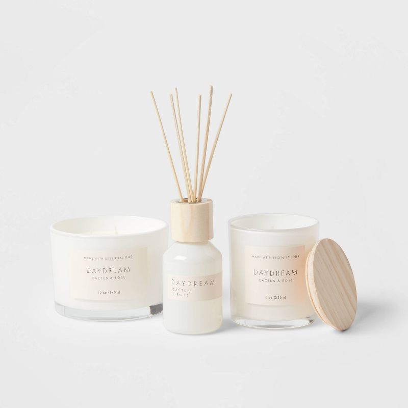 73.9ml Glass Wellness Reed Oil Diffuser with Wooden Cap Daydream Candle - Project 62™
