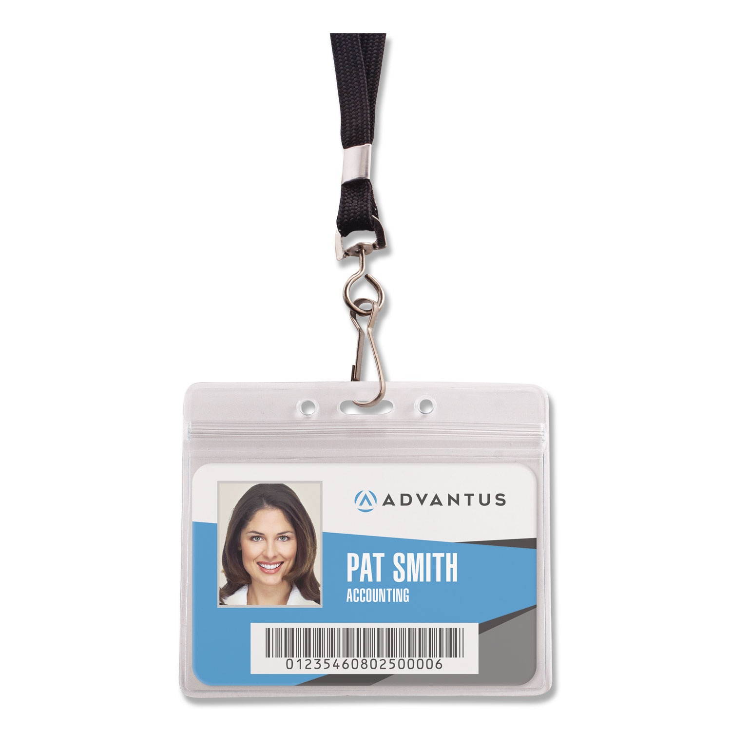 Advantus ID Holder/Lanyard Combo Pack - Horizontal - Vinyl - 20 / Pack - Black/Clear  AVT91132